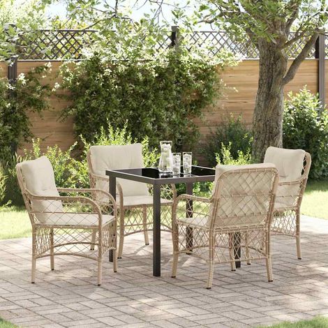 Ensemble de salle à manger pour jardin 5 pcs-Salon de jardin Beige polyrotin 184979 (1/5)