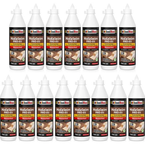 Holzleim D3 Holzkleber Weißleim 15 x 750 ml (860 g) Wasserfest Leim Kleber (1/5)