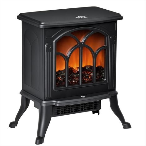 Cheminée électrique sur pied design rétro 750 1500 W Métal Noir (1/5)