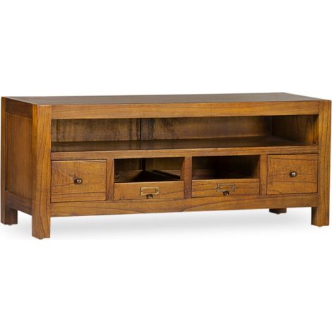 Meuble TV en bois massif de Mindy 4 tiroirs 1 niche Orka 110cm (1/5)