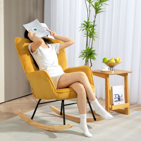 fauteuil salon bascule coussin 98 71 101 jaune OKMYHOME (1/4)