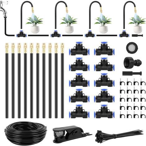 Kit di irrigazione a goccia, ugello regolabile da 15 m, apparecchiatura di irrigazione automatica, per manutenzione del paesaggio, aiuole e piante da giardino (1/5)
