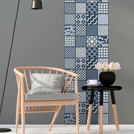 Sticker Mural Carrelage adhésif Cuisine Salle de Bain - 24 STICKERS CARRELAGES SCANDINAVE MALMO - 24stickers10x10cm (1/5)