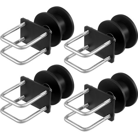 Kit de portail coulissant avec rainure de roue en H, kit de quincaillerie pour portail roulant, pour portails coulissants en porte-à-faux et porte roulante, rouleau avec 4 roues de guidage, noir (1/5)