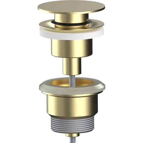 Universelles Klick-Klack-Ventil – 1 Stück – Gebürstetes Messing Gold – Kompatibel mit Überlauf und ohne Überlauf – Für Waschbecken im Badezimmer – Elegantes, flaches Design (1/5)