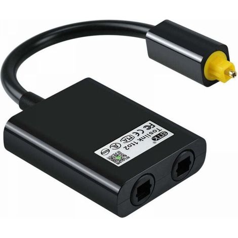 1 A 2 Adaptateur Audio Separateur De Cable Optique Numerique Adaptateur Audio A Fibre Optique Adaptateur De Distributeur A Fibre Optique Noir, Le Noir (1/5)