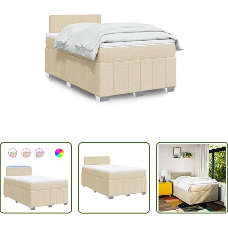 Matelas à ressorts ensachés - Sommier à lattes de lit avec matelas Crème 120x200 cm Tissu (1/5)