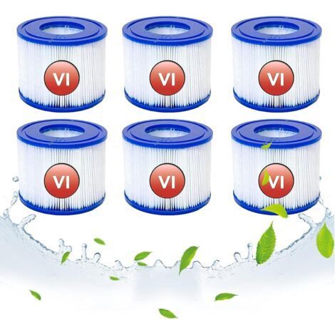 Ersatzfilterkartuschen für Bestway VI, Filterkartusche VI für Lay-Z-Spa Miami, für Vegas, für Monaco-Size, Jacuzzi-Filter, für Bestway 58323, 58239, 90352E (6er-Packung) (1/5)