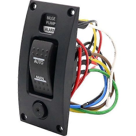 Interrupteur de pompe de cale 12-24 V étanche avec alarme et panneau de commande pour le nettoyage du pont des pompes de cale de bateau (marche/arrêt/fonctionnement). (1/5)