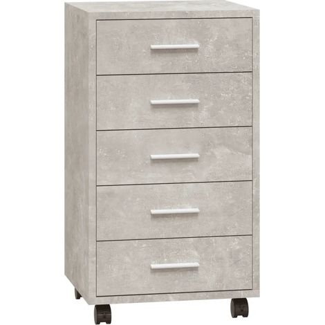 Mobiletto a cassetti moderno con rotelle 33 x 38 x 63 cm pratico e versatile in legno composito grigio cemento 020047077