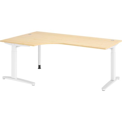 bümö Schreibtisch Serie-XB Eckform: 200 x 120 cm  Ahorn Weiß/Alu (1/5)