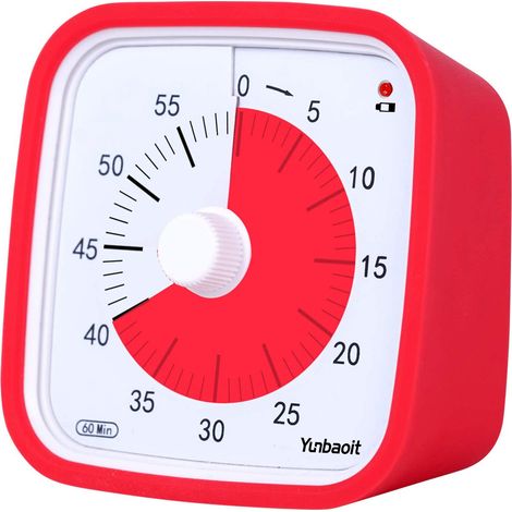 Minuteur de cuisine – Minuteur visuel à compte à rebours – Minuteur silencieux – Convient aux enfants et aux adultes – 60 minutes – Couvercle de protection en silicone – rouge (1/5)