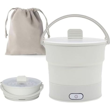 Hot Pot électrique Pliable de Voyage, Cuisinière électrique de Pliable 1 L 700 W Multifonctionnelle avec Le Support Bouilloire de Voyage Pliable avec Base en Acier Inoxydable pour Dortoir Camping (1/5)