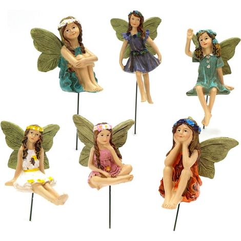 Figurines de Fées Miniatures, 6 Résine Fée Des Fleurs Statue, Fleur Pixie Fée Miniatures Sculpture Statue Jardin (1/5)