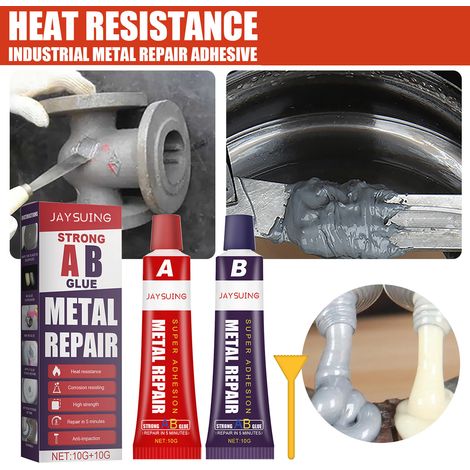 AB Casting Adhesive Kit for Industrial Repair and Welding of Water Tanks and Oil Tanks - High-Temperature Resistant Care Adhesive (A Casting Adhesive 10g + B Casting Adhesive 10g + Scraper) (Boxed) -- (1/5)