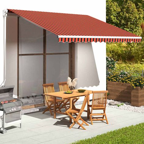 Tissu de remplacement pour auvent-Toile de rechange pour auvent Orange et marron 4x3,5 m (1/5)