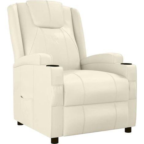 Fauteuil inclinable en similicuir blanc cassé (1/5)