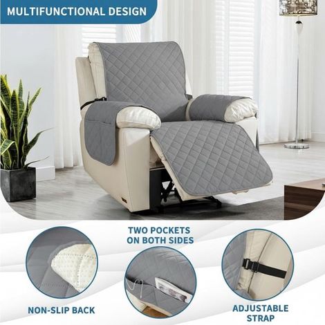 Funda para sillón,impermeable,con 4 bolsillos laterales,cierre ajustable,ideal para familias con niños y mascotas (1/5)