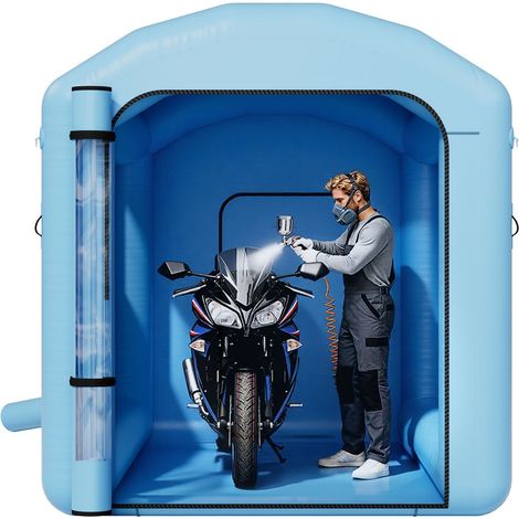 Cabine de peinture gonflable 3x2,5x2,5 m avec souffleur 550W et système de filtration, vélo, moto et mobilier finition soignée (1/5)