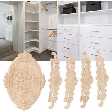 Set aus 5 dekorativen Accessoires aus massivem, geschnitztem Holz im europäischen Stil für Schrank- und Garderobentüren. (1/5)