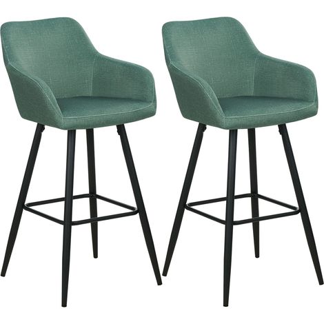Set of 2 Bar Chairs CASMALIA Velvet Dark Green