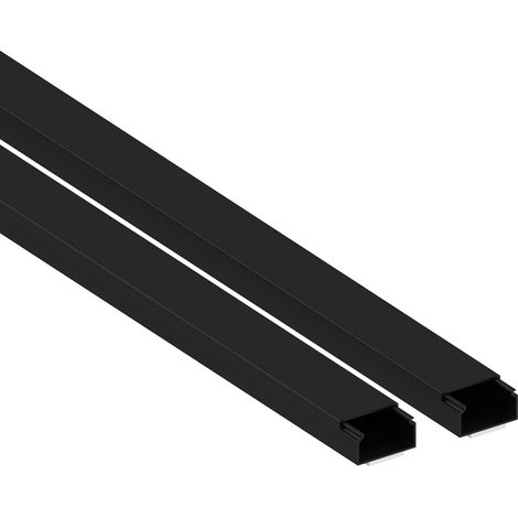 Goulotte Câble PVC 30x15mm - Lot de 2x1m - Noir - Adhésif Sans Perçage - Intérieur Extérieur (1/4)