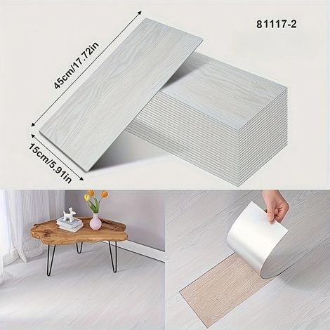 (Style 20, 10 pièces) Stickers de sol 3D auto-adhésifs, papier peint épais imitation bois, imperméables et résistants à l'usure (1/3)