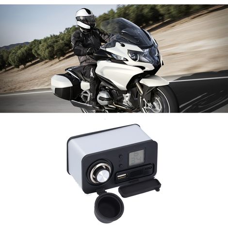 Chargeur de téléphone pour moto avec allume-cigare (batterie intégrée incluse) - Argent (1/5)