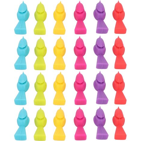de 4 étiquettes réutilisables en silicone en forme d oiseau (1/5)
