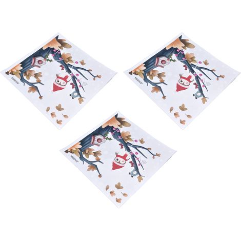 Autocollant Décoratif Hibou sur Branche - 3 Pièces Adhésif Innovant pour Noël Maison Boutique JUV205-A (1/5)
