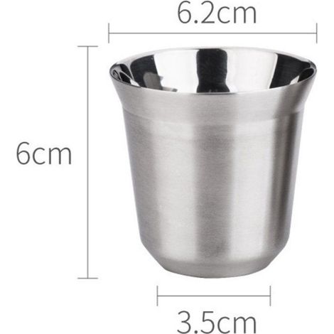 Lot de 2 tasses à espresso isothermes double paroi 80 ml, inox 304, tasses demitasse argentées compactes (1/4)