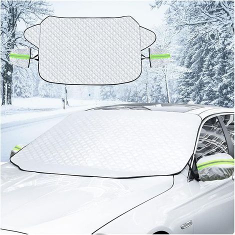 (Argent) Housse de pare brise de voiture, protection imperméable et coupe vent à 4 couches contre la neige, la glace, le soleil et le gel, convient aux SUV, camions, berlines et fourgonnettes (1/4)