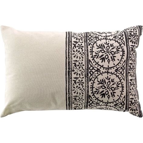 Coussin déhoussable 40 x 60 cm poly-coton Isalina Noir (1/4)
