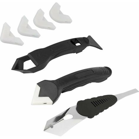 Lot de 7 grattoirs en silicone 3 en 1 avec 4 tampons remplaçables pour salle de bain, cuisine, chambre et cadres d'étanchéité (1/5)