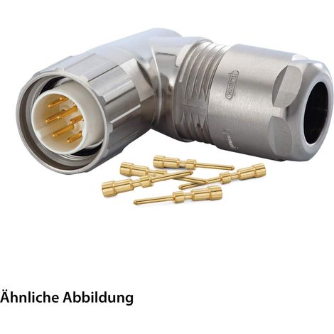 HUMMEL SET inkl. Kontakte M16 Kabelsteckverbinder, Crimpeinsatz gewinkelt Polzahl 18-pol., Stift orientierbar Kabelabgang seitlich, Klemmbereich 5,0mm - 9,0mm - 1 Stück