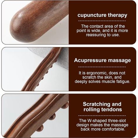 Appareil de massage du dos - Bâton de massage - 20 balles de massage - 58,5 cm - Bois marron (1/5)