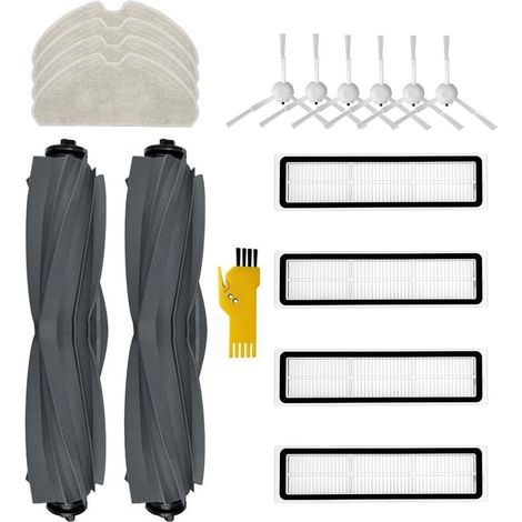 Kit de accesorios para aspiradora robot Dreame D10s D10s Pro, 16 paquetes, 2 cepillos principales, 4 filtros, 6 cepillos laterales y 4 mopas (1/5)