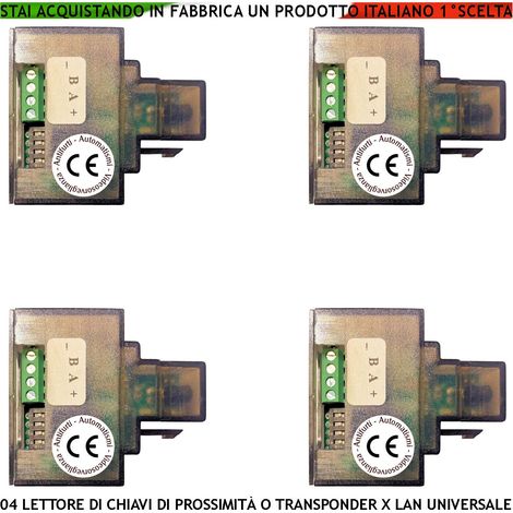 Lettori Chiavi di Prossimità Quattro Trasponder RIFD da Inserire su Presa LAN RJ45 Modulo 501-503 Universale di Qualsiasi Marca Riconosce Codici Securvera Uso Aggiunta o Ricambio Kit Chiave Esistente (1/4)