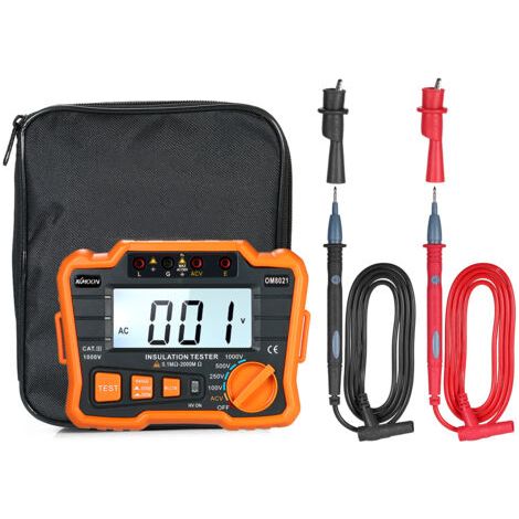 RHG Testeur de résistance d'isolement KKmoon DCV ACV Meter 1000V Megohmmètre MegOhm Voltmeter avec écran LCD rétroéclairé (1/5)