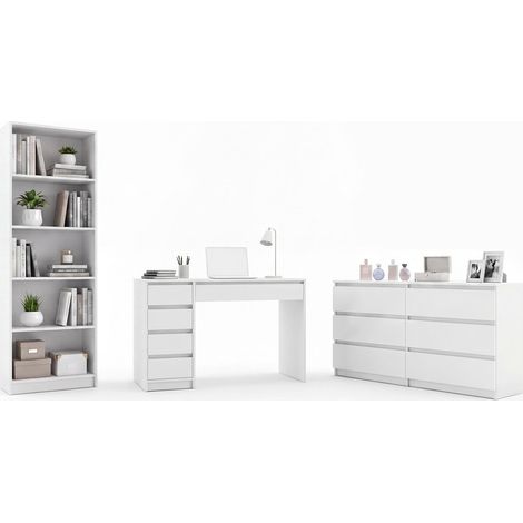 ARTO Set di mobili : Scrivania + Cassettiera Malwa M6 + Mensola R60, Bianco, per Camera, Studio (1/5)
