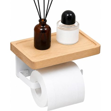 Porte-papier toilette mural en bois pour salle de bain