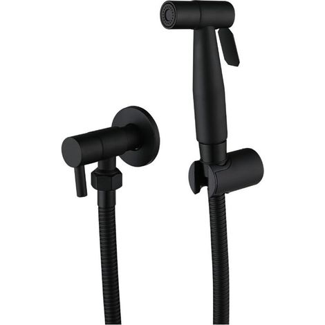 Pulvérisateur de toilettes en acier inoxydable, ensemble de pulvérisateur de bidet, pulvérisateur de robinet, pulvérisateur de toilettes (noir) (1/5)