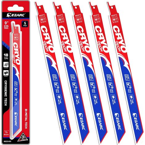 Lames de Scie Sabre Métal 225 mm 18TPI, 5 Pièces, Lame Scie Sabre Bi-Métal 8% Cobalt pour Coupe Métal (1/5)