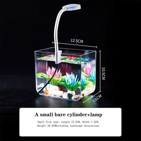 Aquarium - PS - 7.5x10.5x12.5 Cm ou 13x13x15 Cm - Pour Bureau Chambre Salon - Avec Lampe Pince 3 W - 1 Pièce (1/5)