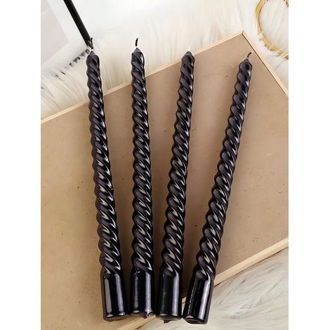 Set de bougies coniques noires de 10 pouces (25cm), 4 bougies coniques anti-gouttes authentiques, durée de combustion de 8 heures, bougies élégantes pour dîners et mariages (noires) (1/5)