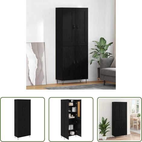vidaXL Buffet salle à manger - Haut Armoire Chêne noir 69,5 x 34 x 180 cm Bois d'ingénierie (1/5)