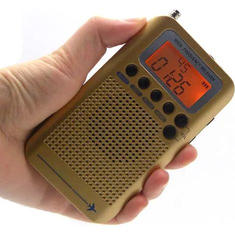 (Or) Radio VHF portable FM/AM/SW à bande complète pour avion - avec double réveil (1/5)