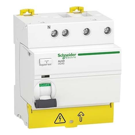 Schneider A9R67740 Acti9 iIG40 – Differenzstromschutzschalter für Gruppenanschluss – 3P+N – 40 A – 30 mA – Typ AC