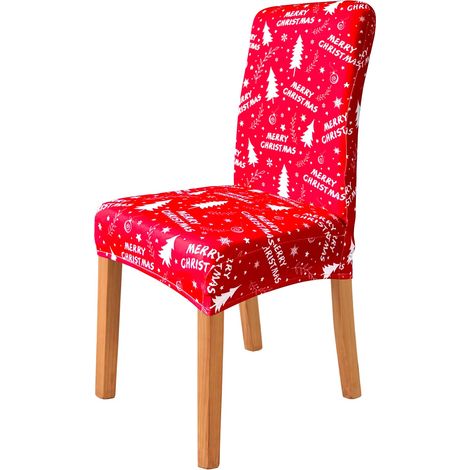Housse de chaise rouge de Noël avec motif de sapin de Noël (1/5)