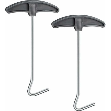 2 extractores de estacas para tienda de campaña, ganchos de suelo para estacas, extractor de estacas, extractor de ganchos para quitar fácilmente las estacas de la tienda de campaña. (1/5)